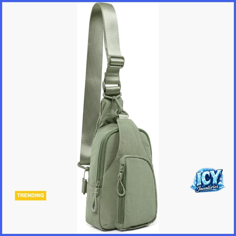 Water Resistant Nylon Sling Bag with Adjustable Strap and Multiple Pockets